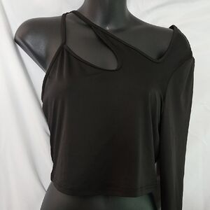 SHEIN Black Asymmetrical Blouse